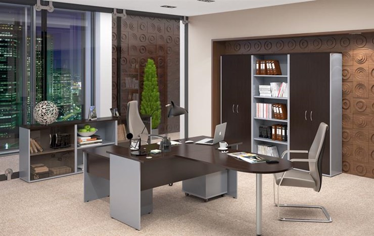 Офисный комплект мебели IMAGO три стола, 2 шкафа, стеллаж, тумба в Биробиджане - изображение 3